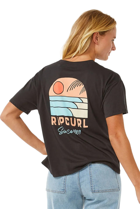 Rip Curl Line Up Relaxed Tee - Washed Black - Back