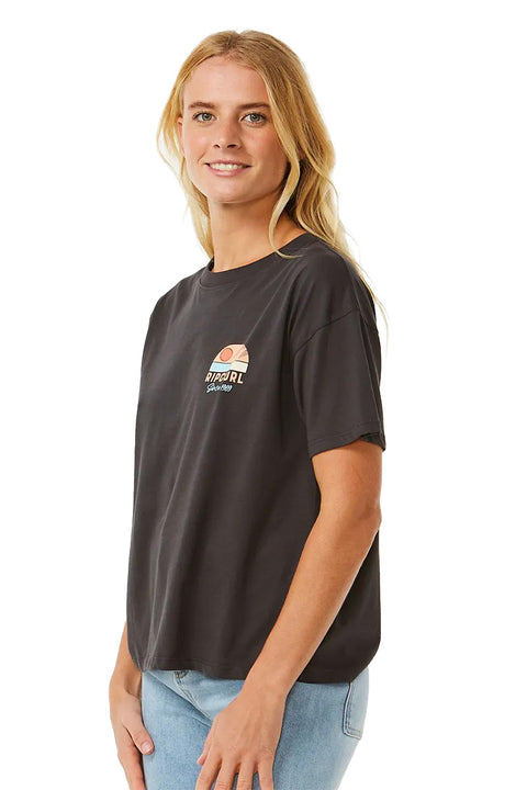 Rip Curl Line Up Relaxed Tee - Washed Black - Side