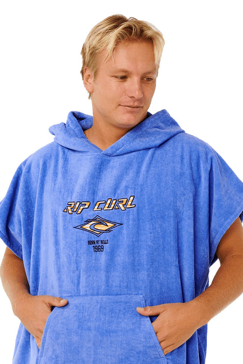 Rip Curl Logo Hooded Towel - Blue Haze- Close up on chest logo