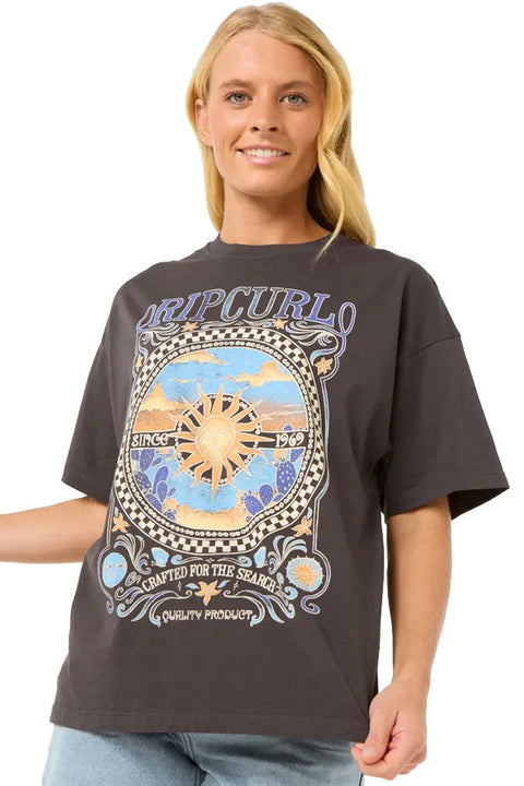 Rip Curl Luna Heritage Tee - Washed Black- Front #2