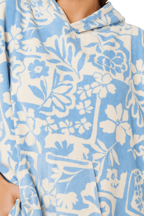 Rip Curl Mixed Hooded Towel - Blissful Blue- Close up on front