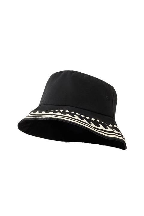 Rip Curl Mixed UPF Bucket Hat - Black / Off White- Front lifted