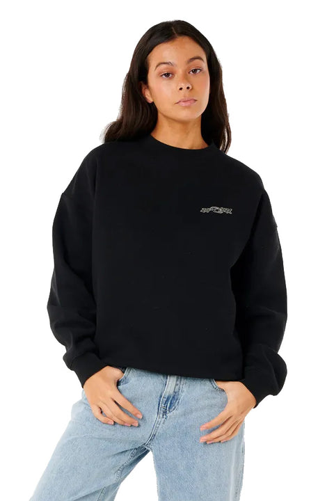 Rip Curl Neon Diamond Heritage Crew - Black- Front 2