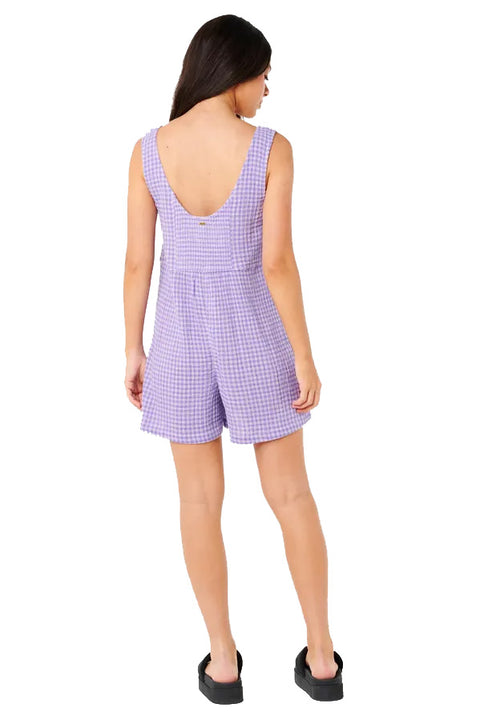 Rip Curl Premium Surf Check Romper - Purple- Back