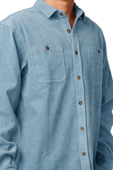 Rip Curl Premium Surf Cord L/S Shirt - Citadel Blue- Close up on front
