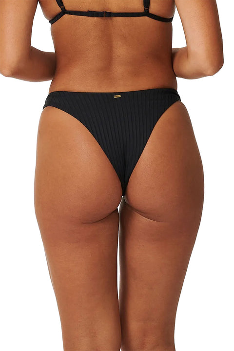 Rip Curl Premium Surf High Leg Skimpy Bikini Bottom - Black- Back view