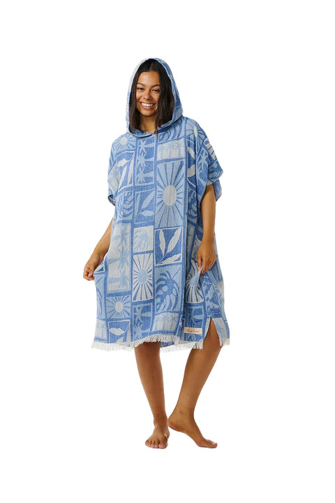 Rip Curl Santorini Sun Hooded Towel - Blue | Moment Surf Company Rip Curl Santorini Sun Hooded Towel - Blue | Moment Surf Company
