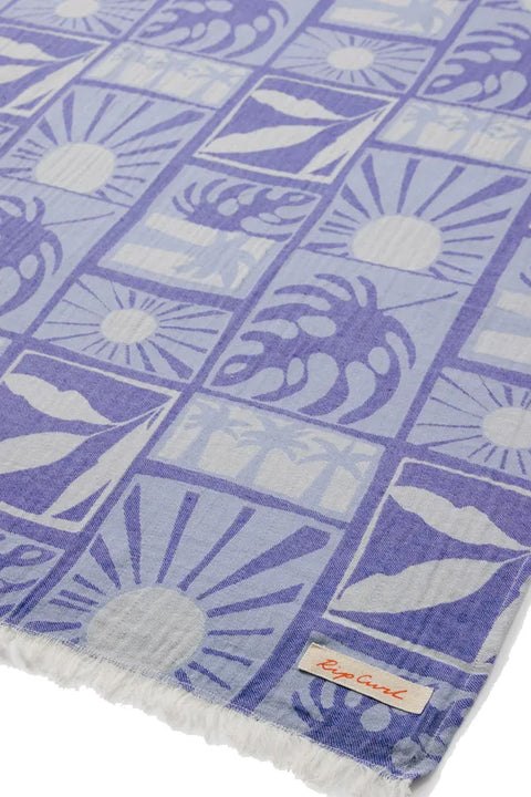 Rip Curl Santorini Sun Jumbo Towel - Blue- close up on print