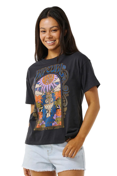 Rip Curl Santorini Sun Relaxed Tee - Washed Black- Side view