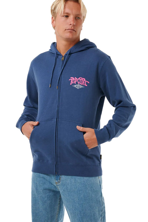 Rip Curl Shred Till Dead Zip Hoodie - Washed Navy- Front