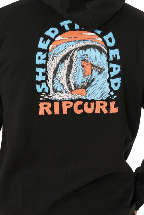 Rip Curl Shred Zip Thru Fleece - Black- Close up on back graphic