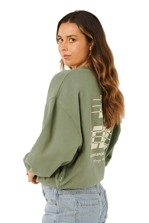 Rip Curl Sports Dept Drop Shoulder Crew - Washed Green- side