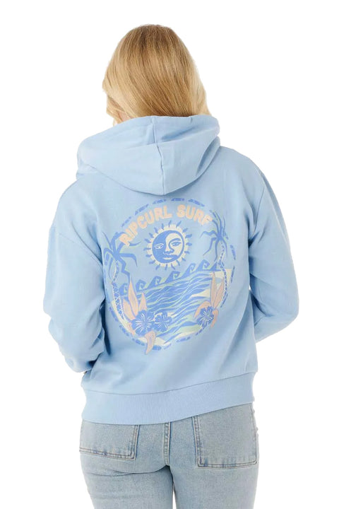 Rip Curl Summer Zip Thru Hoodie - Mid Blue - Back