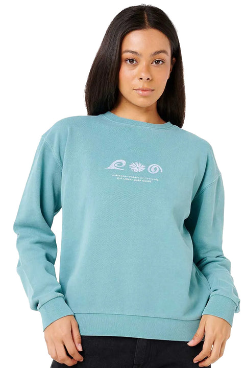 Rip Curl Sunset Surf Relaxed Crew- Dusty Turquoise- Front