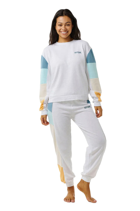 Rip Curl Surf Revival Cut And Sew Crew - Grey Marle- Full front view
