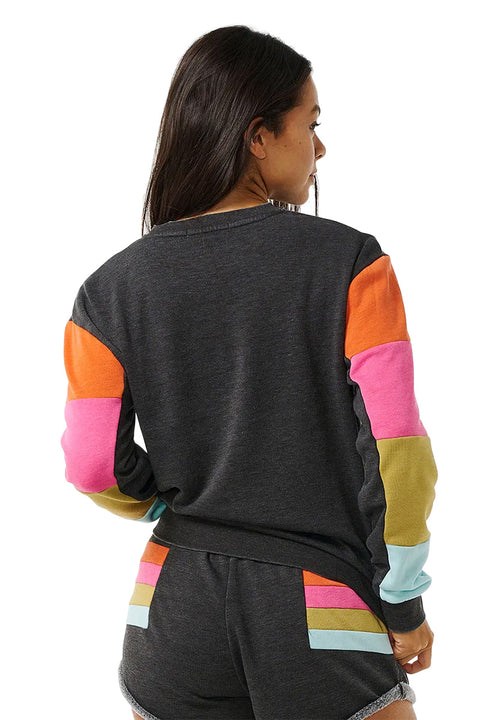 Rip Curl Surf Revival Cut And Sew Crew - Washed Black- Back view