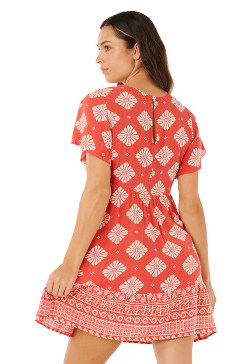 Rip Curl Tiered S/S Dress - Red- Back
