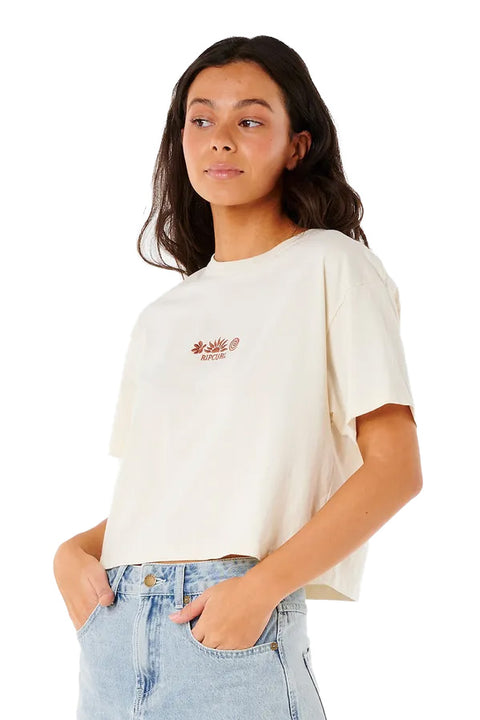 Rip Curl Tokens Crop Tee - Bone- Side