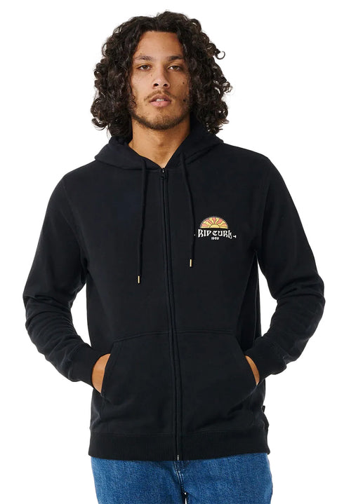 Rip Curl Tubed And Hazed Zip Through Hoodie - Black- Front