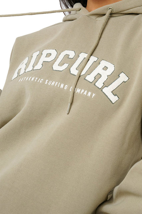 Rip Curl Varsity Hoodie - Olive- Close up on logo