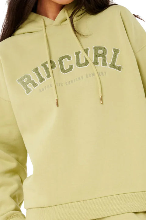 Rip Curl Varsity Hoodie - Sage- Close up on logo