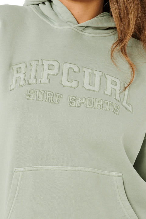 Rip Curl Varsity Sports Oversized Hoodie - Aqua Grey- Close up