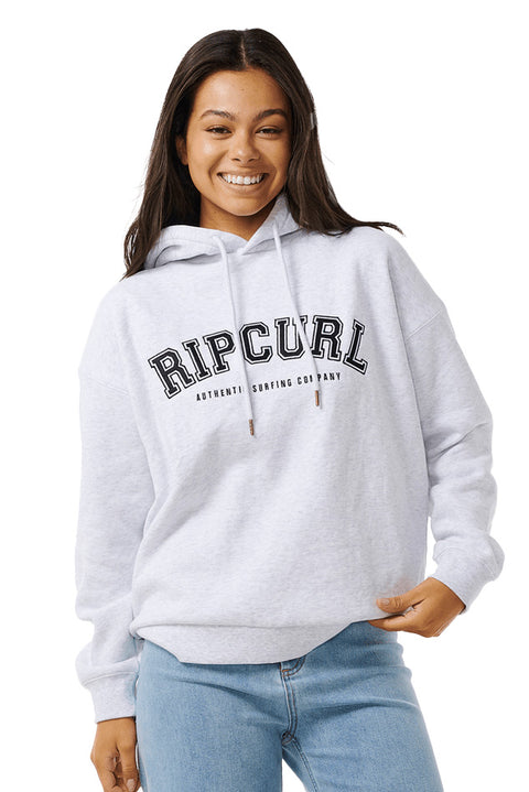Rip Curl Varsity Hoodie - Grey Marle / Black- Front