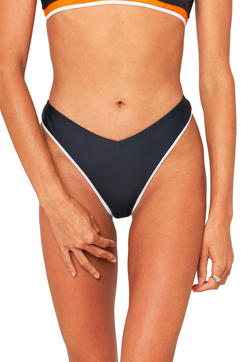 Rip Curl Victoria Vegara 80's Hi Leg Skimpy Coverage Bikini Bottom - Black