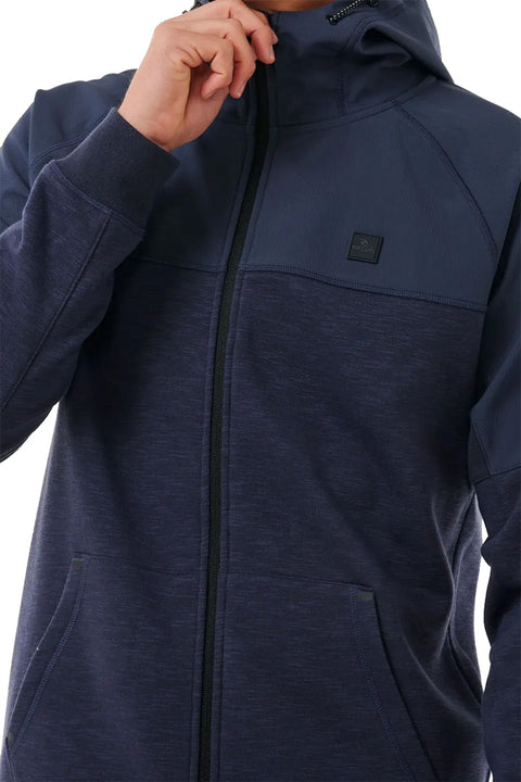 Rip Curl Viral Anti Series Zip Through Hooded Fleece - Purple Night- Close up on front