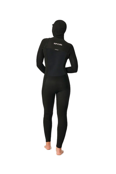 Rip Curl Women's Dawn Patrol 5/4 Chest Zip Hooded Wetsuit- Back