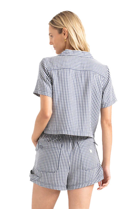 Roark Camp Short Sleeve Button Up Shirt - Indigo- Back