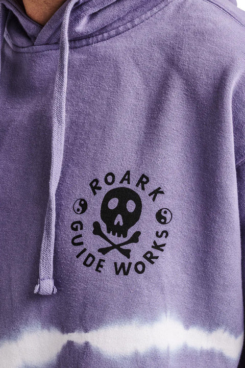 Roark Revival Guideworks Hoodie - Purple Haze Shibori - Closeup Chest