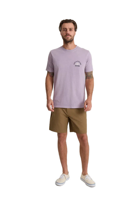 Roark Seek & Explore Tee - Dusty Lilac- Front with full view of model