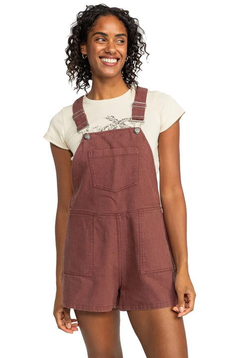 Roxy Crystal Coast Short Overall - Fudgesickle- Front