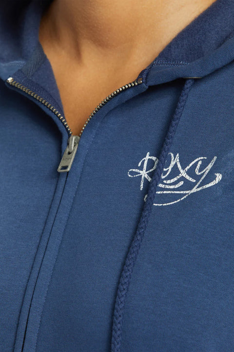 Roxy Evening Hike Zip Up Hoodie - Naval Academy - Front Chest Logo