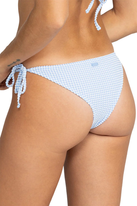Roxy Gingham Tie Side Cheeky Bikini Bottoms - Sky Blue - Back