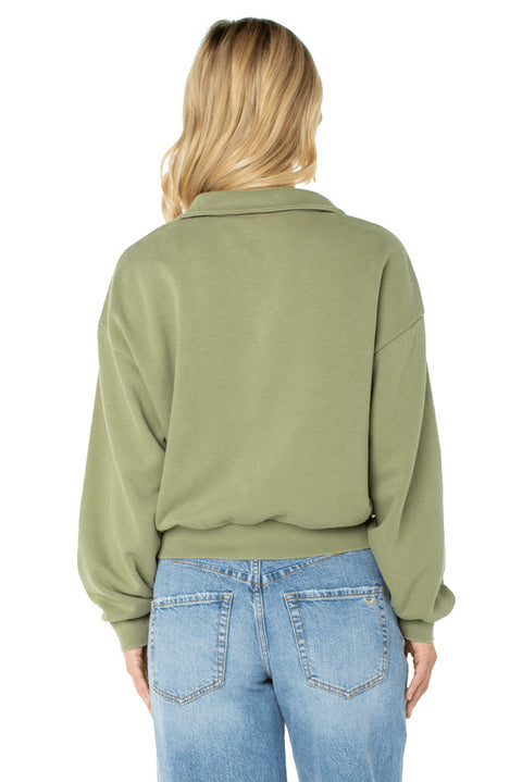 Roxy Half Moon Fleece - Oil Green Solid- Back