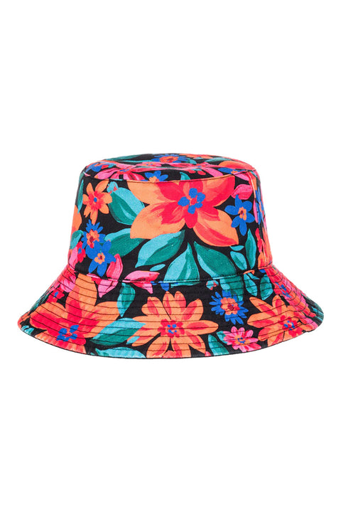 Roxy Jasmine Paradise Reversible Bucket Hat - Anthracite Floral Fiesta Big- Back