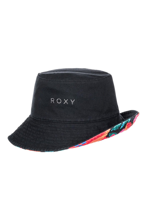 Roxy Jasmine Paradise Reversible Bucket Hat - Anthracite Floral Fiesta Big- Reversed front
