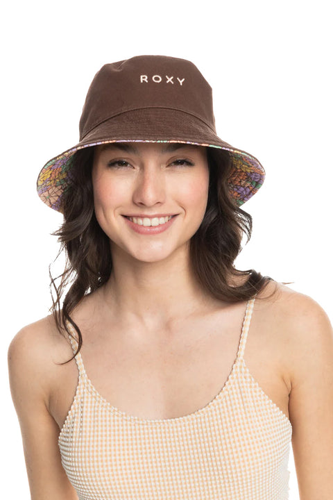 Roxy Jasmine Paradise Reversible Sun Hat - Root Beer All About Sol Mini - Reverse