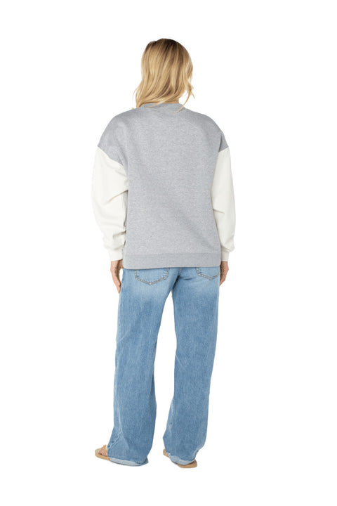 Roxy Lineup Contrast Crew - Heather Gray Heatwave- Back