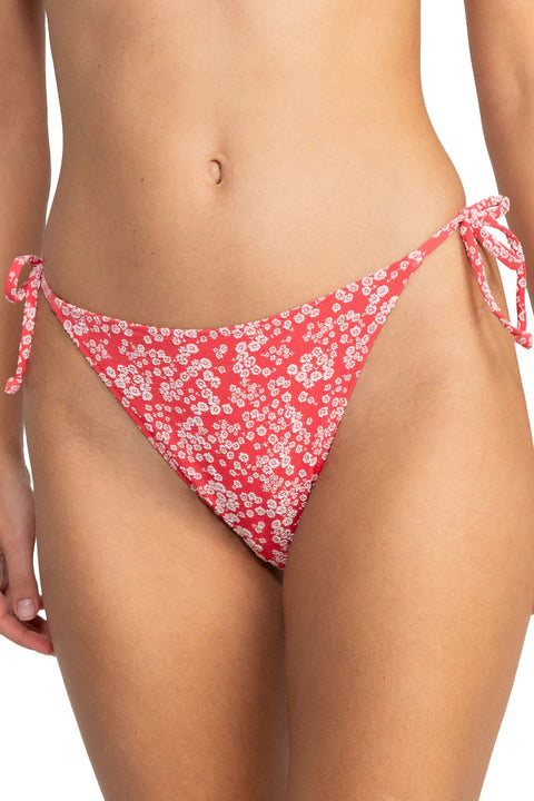 Roxy Margarita Cheeky Side Tie Bikini Bottoms - Hibiscus Margarita- Front close up