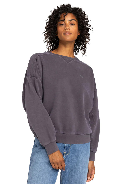 Roxy Oasis Haze Pullover Sweatshirt - Phantom- Front close up