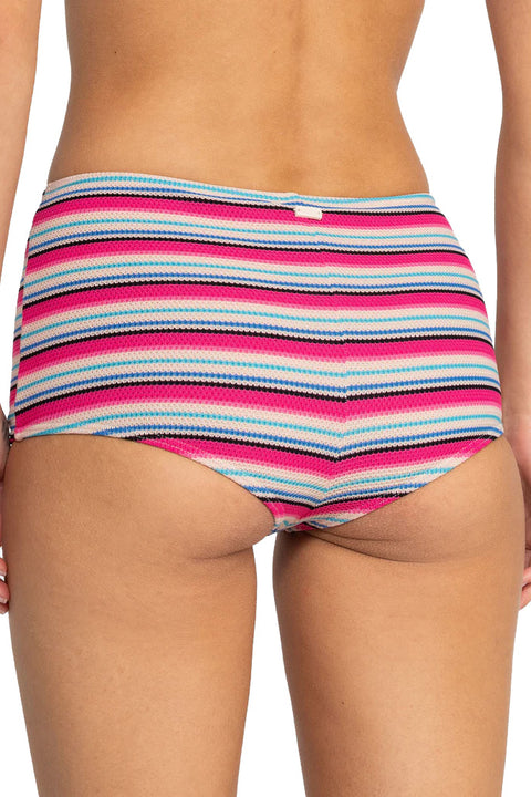 Roxy Paraiso Stripe Shorty Bikini Bottoms - Brazilian Sand Paraiso Stripe- Back