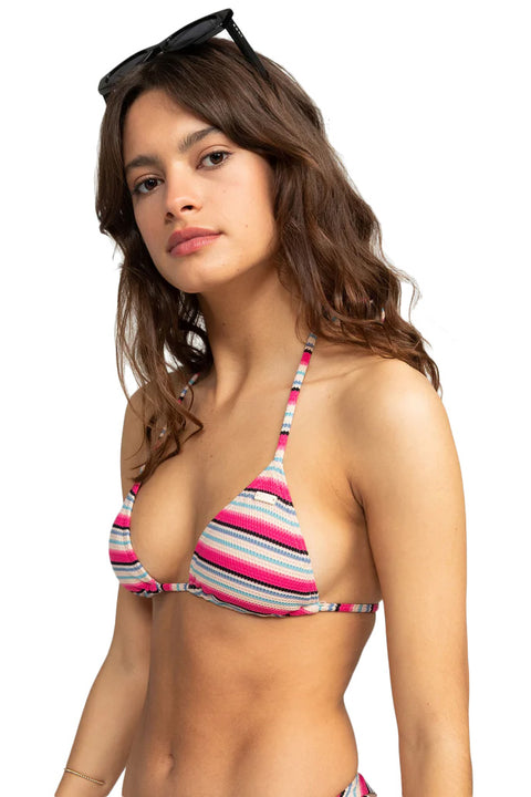 Roxy Paraiso Stripe Tiki Triangle Bikini Top - Brazilian Sand Paraiso Stripe- side