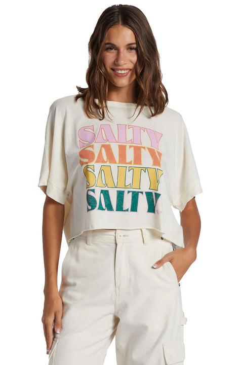 Roxy Salty Stack Short Sleeve T-Shirt - Egret- Front