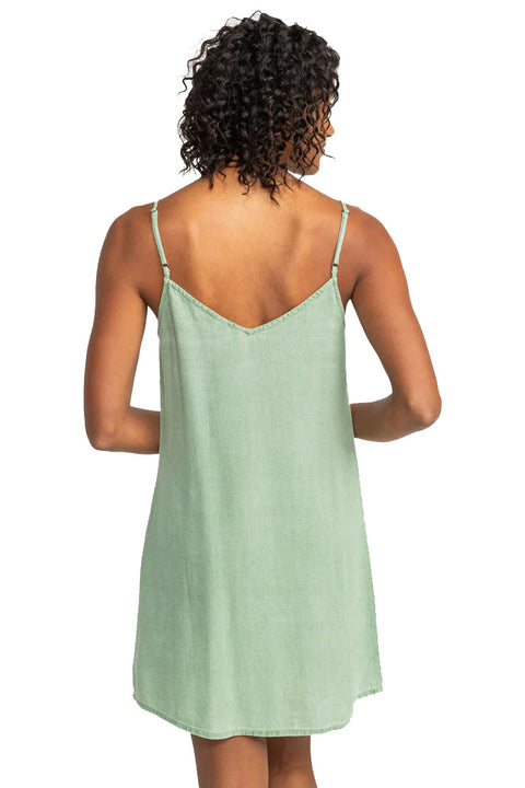 Roxy Shine A Light Solid Dress - Oil Green- Back