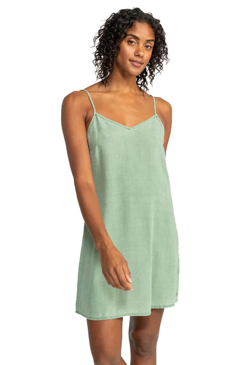 Roxy Shine A Light Solid Dress - Oil Green- Front