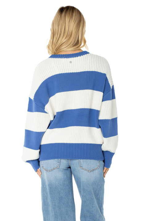 Roxy West Side Sweater - Dutch Blue Stripe- back