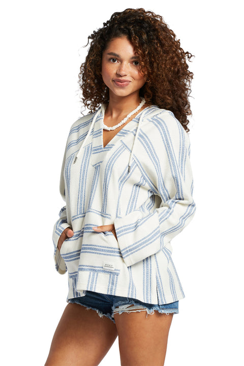 Roxy Wild And Free Poncho Hoodie - Bayside Stripe - Front